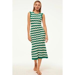 New Misa Los Angeles - Rosalba Crochet Knit Dress XS Small Green Pink White $365